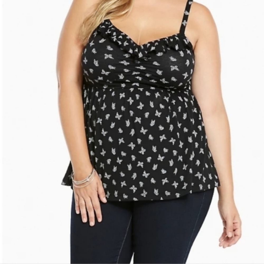 Torrid 1 Butterfly Print Babydoll Cami Tank